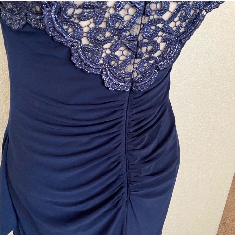 Xscape Navy Midi Dress with Lace Detail - Picture 4 of 4